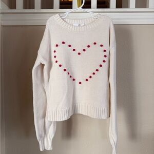 Girls GAP Kids Cream Sweater with Red Heart Design